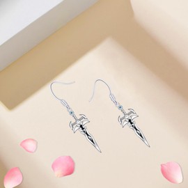 UYBNRK Dagger Earrings for Women Men Sterling Silver Sword Earrings Dagger Hoop Earrings Sword Dangle Drop Earrings Knife Dangling Earrings Punk Earrings Gothic Grunge Jewelry for Women Men