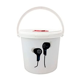 Encore Data Products Bucket of Bulk Earbuds 100 Pack Smiley Stereo Earbuds