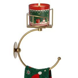 Hand Towel Holder for Bathroom with Vintage Wall Mounted Candle Holder, Rustproof Anti-Corrosion Alloy Unique Gold Towel Hook, Sturdy Coat Hanger for Vintage Kitchen Bathroom Decor and Accessories