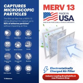 BNX TruFilter 18x20x1 Air Filter MERV 13 (4-Pack) - MADE IN USA - Electrostat...