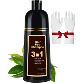1pcs Shampoo Tinte Instantáneo Orgánico Natural Cubre Canas Cambia Color Cabello Shampoo Extractos Naturales Sin Químico (Café oscuro)