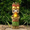 MIBUNG 13" Tall Solar Torch Tiki Garden Statue, Resin Large