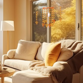 Suncalla 3 Pcs Maple Leaf Suncatcher Fall Crystal Sun Catchers Fall Leaf Ornaments Autumn Leaves Hanging Wind Chime for Thanksgiving Day Indoor Outdoor Window Garden Decoration