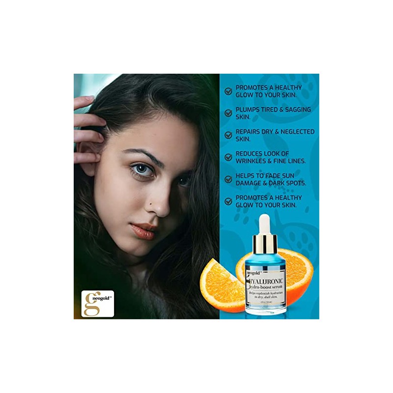 Neogold Suero hidratante de ácido hialurónico para el rostro, humectante