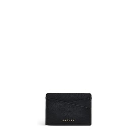 Radley London Alpha Road Women's Grained Leather Small Card Holder Purse with 6 Card Slots, Black