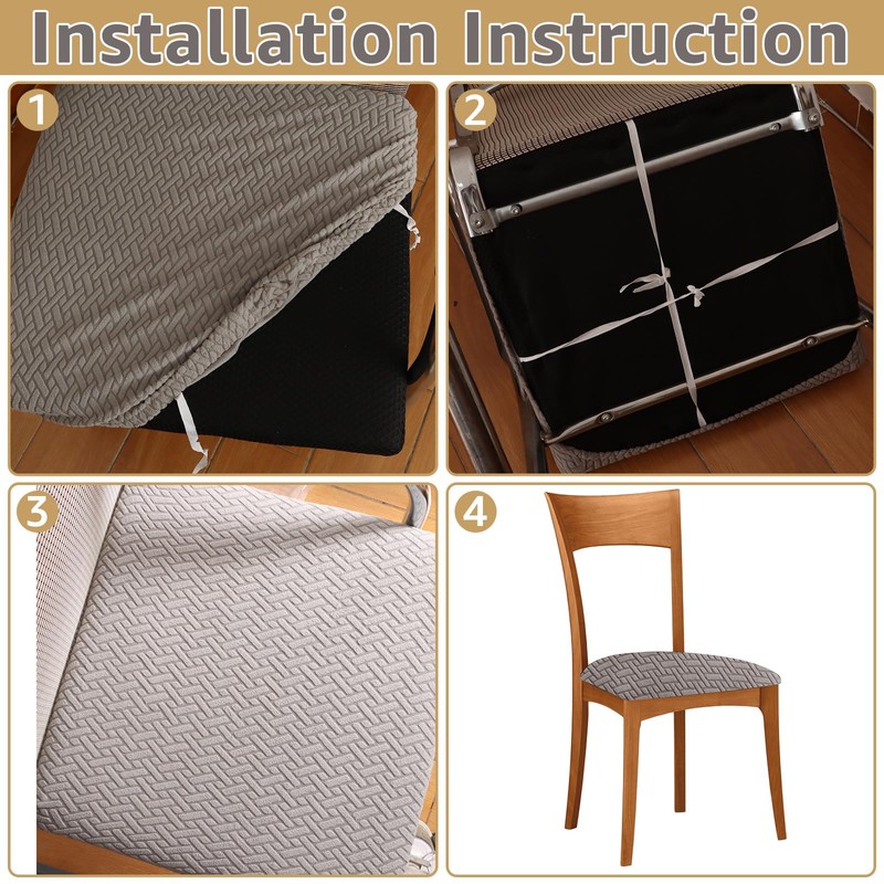 LOPYXBR Dining Chair Seat Covers Set of 6 Jacquard Dining