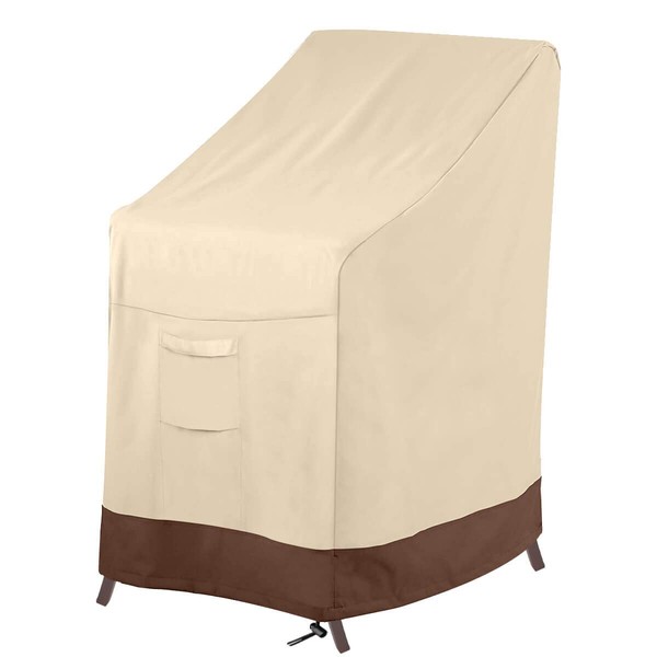 Vailge Stackable Patio Chair Cover,100% Waterproof Outdoor Chair Cover, Heavy Duty Lawn Patio Furniture Covers,Fits for 4-6 Stackable Dining Chairs,36"Lx28"Wx47"H,Beige&Brown