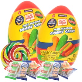 Sweetzo Jumbo Prefilled Easter Eggs, Pickle, Macaroni and Cheese, and Hot Dog Individually Wrapped Gummies, Basket Stuffer Candies, Candy That Looks like Food, 2.15 Ounces (Pack of 2)