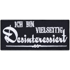 Funny Sew-On "Ich bin vielseitig Disinterestsiert" Iron-On Biker Patch/Iron-On Transfers for Sewing/Iron-On Chiller Gift Application for All Fabrics 90 x 40 mm