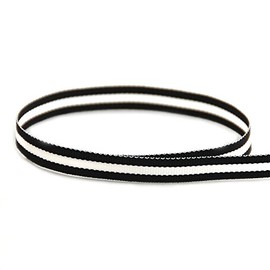 USA Made 3/8" American in Paris Striped Grosgrain Ribbon (Black & White Stripe Ribbon) - 40 Yards