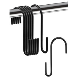 Sheryl&Rain Pack of 12 S Hooks, Black, Stainless Steel Hooks for Hanging, S Hooks, Small Heavy Duty Hooks, Double Hooks, Hanging Hooks for Hooks, Wardrobe, Kitchen Hooks, Wardrobe Hooks, Clothes Rail