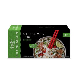 Snapdragon Bulk Pho Bowls - 9-Pack Instant Noodles with Slurpable Pho Broth and Gluten Free Rice Cup Noodles. 3-Minute Microwave or Hot Water for Quick Soup Meals or Snacks