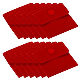 Zaplyte 12Pack 7x7cm Jewelry Pouches with Snap Button Soft Storage Red