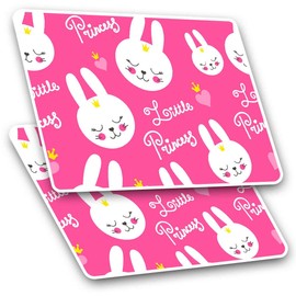 Rectangle Stickers (Set of 2) 10cm - Little Princess Pink Rabbits Kids Fun Decals for Laptops,Tablets,Luggage,Scrap Booking,Fridges, 14734