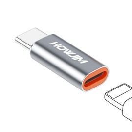 HOWJIM Lightning to Type C Converter, PD27W/66W, QC100W Rapid Charge & Data Transfer (PC Only), Lightning (Female) to Type-C (Male) Type C Converter, i-OS to Type C Conversion Connector,