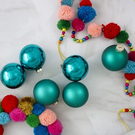 NORTHLIGHT 6ct Shiny and Matte Turquoise Green Glass Ball Christmas Ornaments 3.25" (80mm)