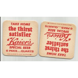 Bavarian Premium Beer Lot of 5 1960's Kaier's Special Beer Coasters- Shamokin, Pa  3 1/2"KAIE#009