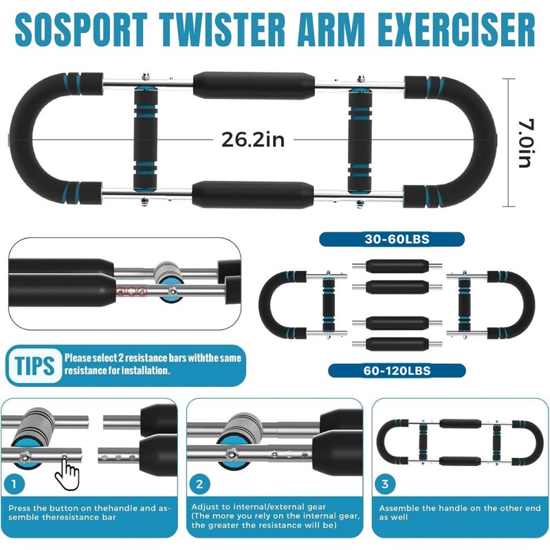 SOSPORT Adjustable Arm Twister Trainer 30–120 lbs – Full Home
