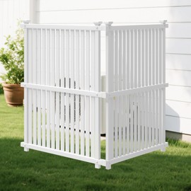 No Dig Air Conditioner Fence PVC Privacy Screen 2 Panels Trash Can Fence Swimming Pool Equipment Enclosure Outdoor Privacy Walls for HOA (48" H x 36" W - 2 Panels)