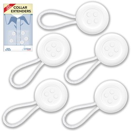 Collar Extenders for Mens Shirts (Soft Elastic Design 5-Pack) Neck Relief for Tight Collars for Dress Shirts - White Button Expanders by Wardrobe Hackers