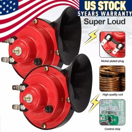 Gearzaar 2* 12V 300DB Super Loud Train Horn Waterproof For Motorcycle Car Truck SUV Boat