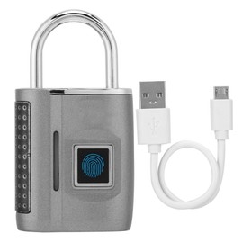 Smart Fingerprint No Password Unlock Padlock Customs Lock for Suitcase Luggage Backpack Grey