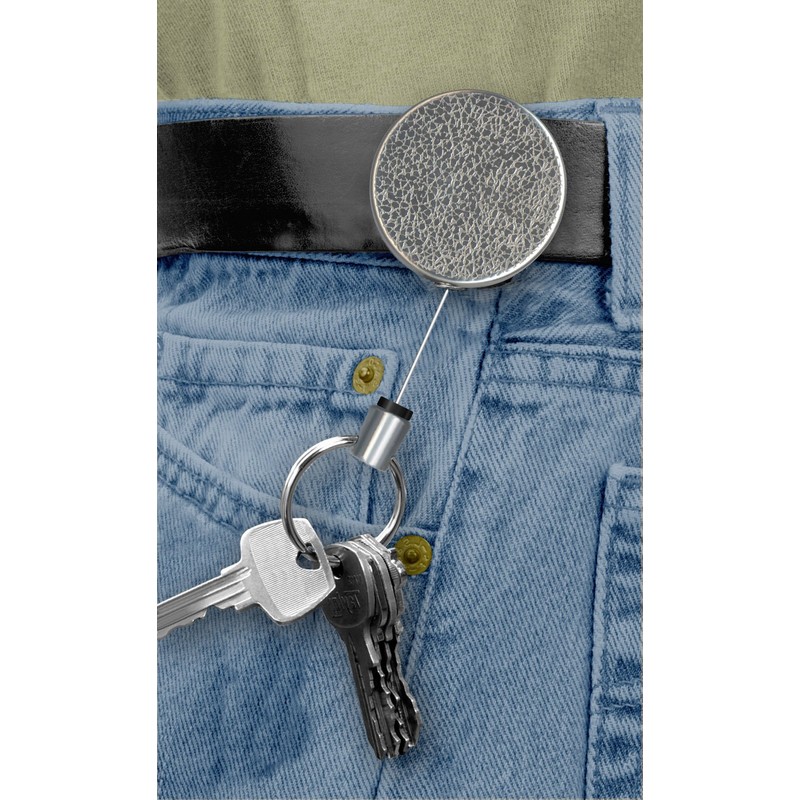Lucky Line Heavy Duty Retractable Key Reel, Standard-Size, Silver (46701)