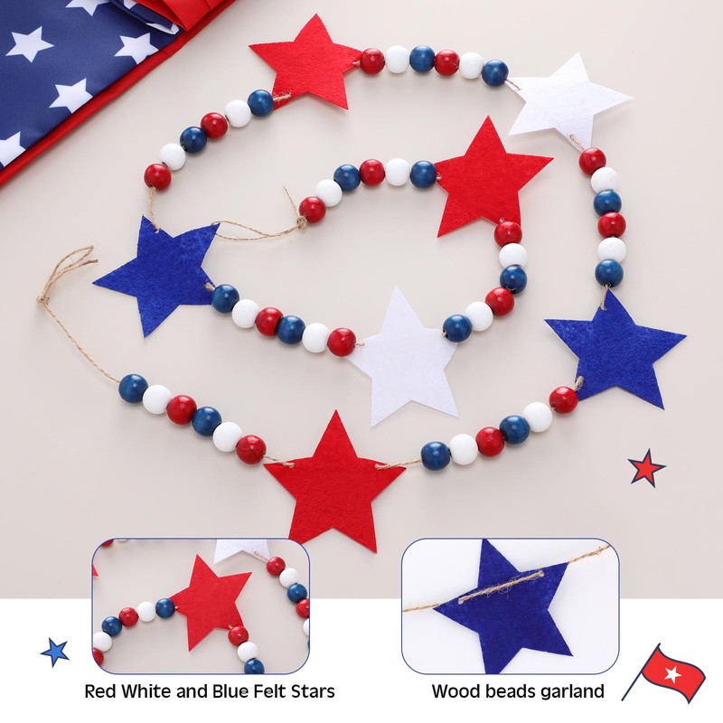 SmoothNovelty 2 Sets 250th Anniversary Wooden Red and Blue Star