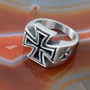 Fly Style Stainless Steel Iron Cross Signet Ring for Men