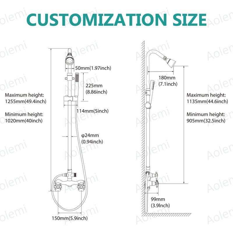 Aolemi Wall Mount Outdoor Shower Kit,Outdoor Shower Fixtures Faucet System
