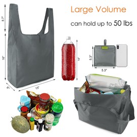 BeeGreen Reusable Grocery Bags 6 Pack Bulk Reusable Shopping Tote Bags with Handles Extra Large for 50LBS Heavy-Duty Foldable Machine Washable Reusable Snack Bags Travel Gifts Bag