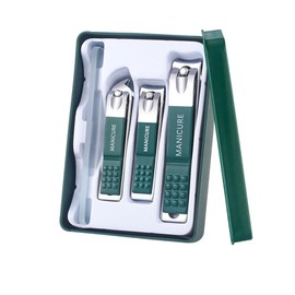 Manicure Set of 4 Nail Clippers and Files - Green