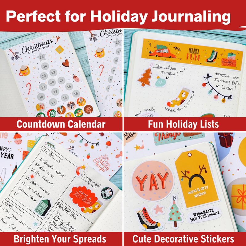 Merry & Bright Christmas Stickers - 14 Sheets of Seasonal