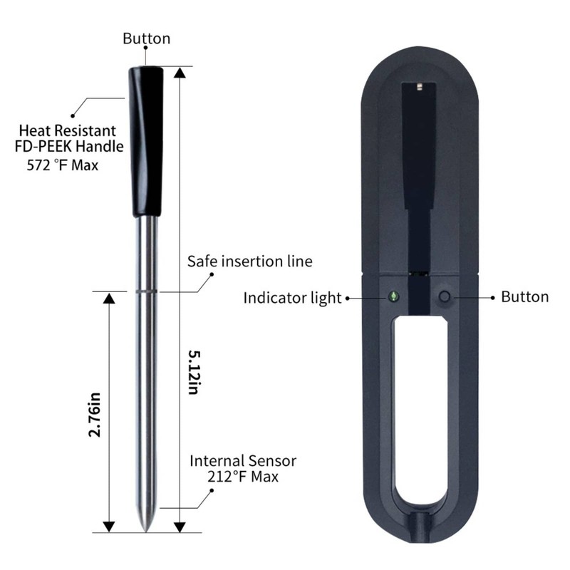 Smart Bluetooth BBQ Thermometer Mobile APP Waterproof Meat Thermometer Oven
