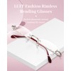 LUFF Rimless Reading Glasses for Women, Fashion Diamond Cutting Frameless