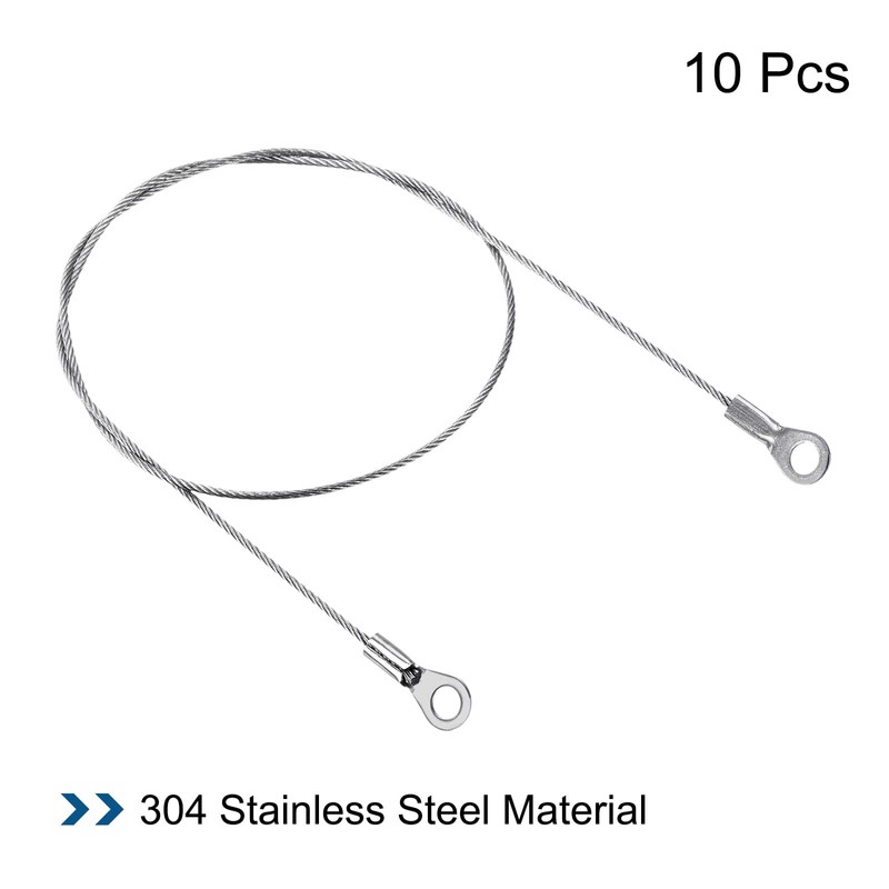 PATIKIL Stainless Steel Lanyard Cable 1.5mmx50cm, 10 Pack Eyelets Ended