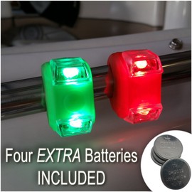 Bright Eyes Portable Marine LED Navigation Safety Bow Lights for Kayak Canoe Dinghy or Yacht | Red and Green | Silicone Rubber Battery Powered and Water-Resistant