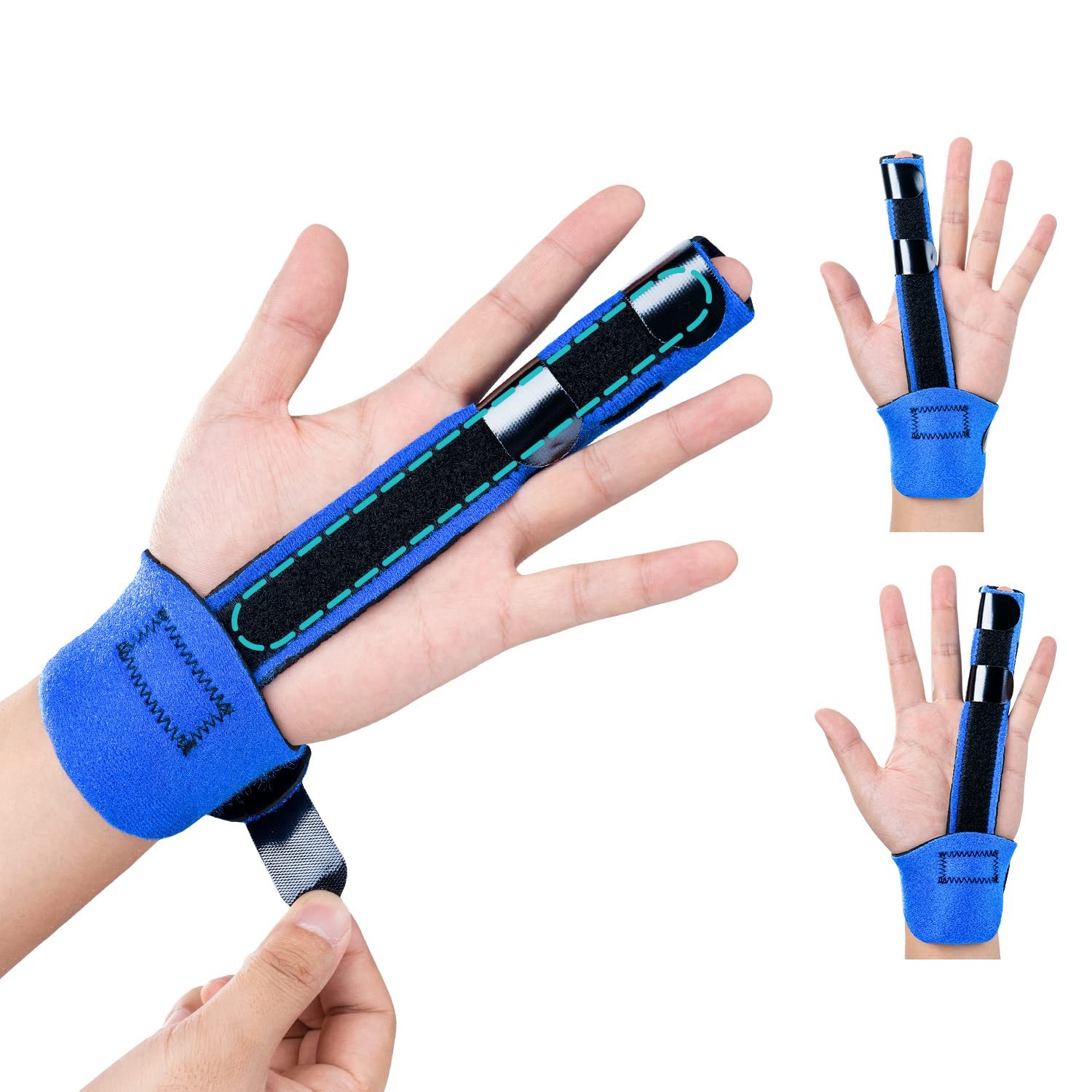 Fingers Splint, Adjustable Finger & Metacarpal Brace, 2 Aluminum Plate ...