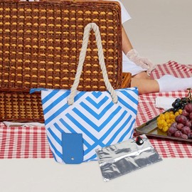 ＫＬＫＣＭＳ Drink Purse Beach Tote, Carry Tote Gift Women Drink Bottle Carrier Coolers Bag for Camping Travel Dinner Housewarming Concerts, Blue