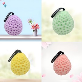Soft Honeycomb Shower Sponge Ball Facial Cleansing Sponge Large Yellow 4ea