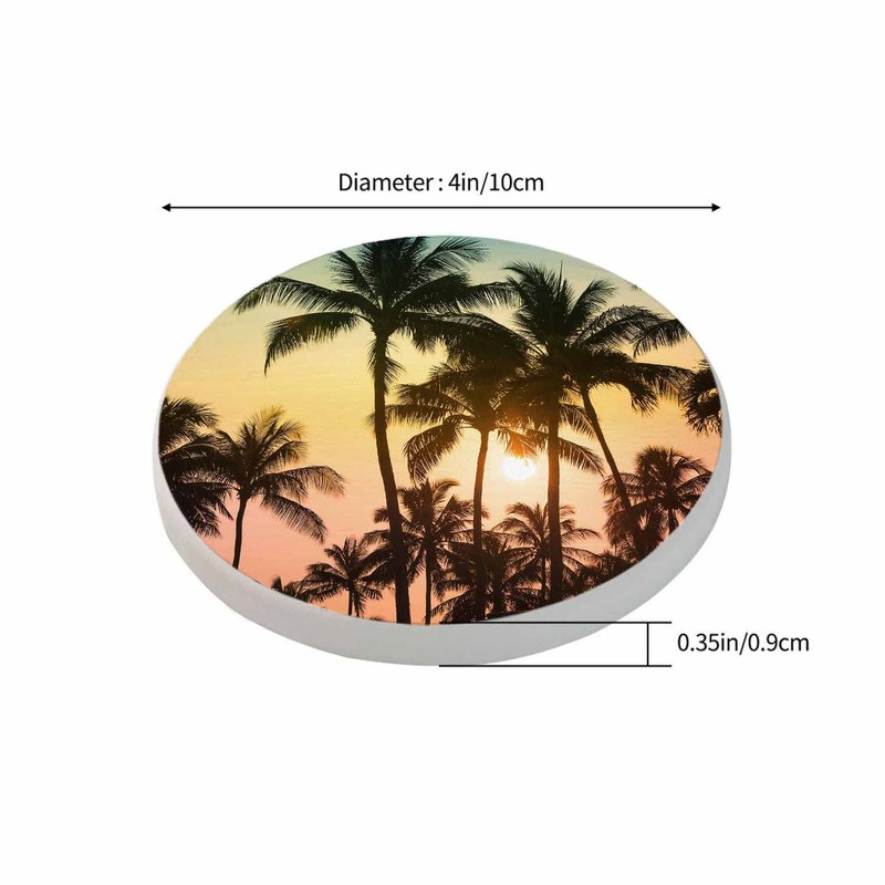 Pznen Tropical Island Sunset Coasters for Drinks Beautiful Nature Landscape