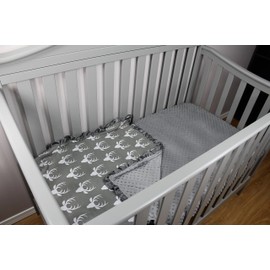 Dear Baby Gear Baby Blankets For Boys & Girls - Neutral Baby Blankets - Baby Girl Blanket & Baby Boy Blankets - Crib & Nursery Quilt - Baby Blankets Unisex - Antlers Grey, Grey Minky Blanket (32 x 32)