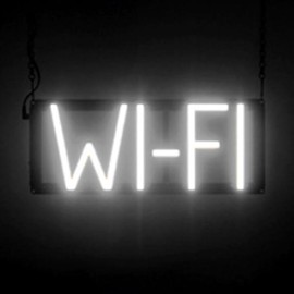 SpellBrite WI-FI Sign for Cafes & Restaurants | Cafe-Related Signs with Neon Look, White LED Light | 15.4" x 6.3"