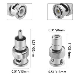 WMYCONGCONG 20pcs BNC RCA Male to Male + Female-Male + Male-Female + BNC Female to BNC Female Plug Coaxial Converter Adapter Connector 5pcs each