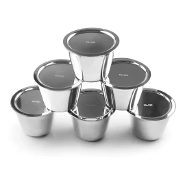 Ibili 6 Moldes Flan Individual + 6 Tapas Acero Inox (8 Cm) Ibili