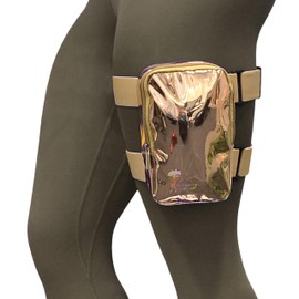 Glossy Thigh Bag | Carnival Leg Harness for Women | Outdoor Waist Pouch | J'ouvert Travel Leg Pack with Adjustable Colored Straps | Rose Gold