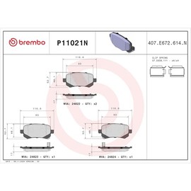 Brembo Balata (NAO) P11021N Dodge Grand Caravan 2008-2011, Journey 2009-2012, Volkswagen Routan 2009-2012