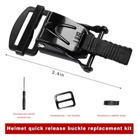 BWBWND Helmet Quick Release Buckle Kit, Motorcycle Helmet Ratcheted Buckle for Chin Strap Up to 1", Chin Strap Buckles Replacement Kit Compatible with Half, 3/4, Full Face Helmets (Black)