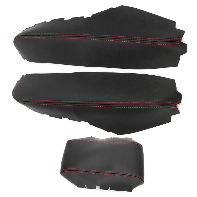 3pcs Center Console Armrest Pad Covers PU Leather Protectors Fit