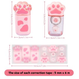 Hibmisy 6 Stück Korrekturroller 5mm x 6m Korrekturmaus in Katzenpfotenform mit Schutzkappe,Süß Design, fürs Büro, Homeoffice oder die Schule (Transparente Farbe, 6)
